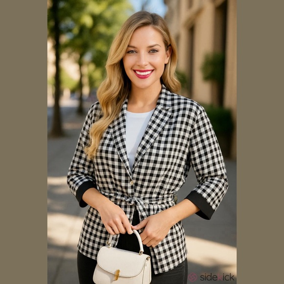 Draper James Jackets & Blazers - Draper James Black and White Gingham jacket 2X